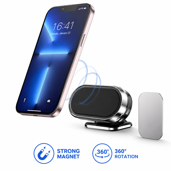 F16 Magnetic Phone Mount/Holder for Car, Super Strong Magnet Universal Car Mount, Dashboard 360° Rotation for Car, Desk, Office, Home & Kitchen for All Smartphones.pack of 1 and 2 metal plates